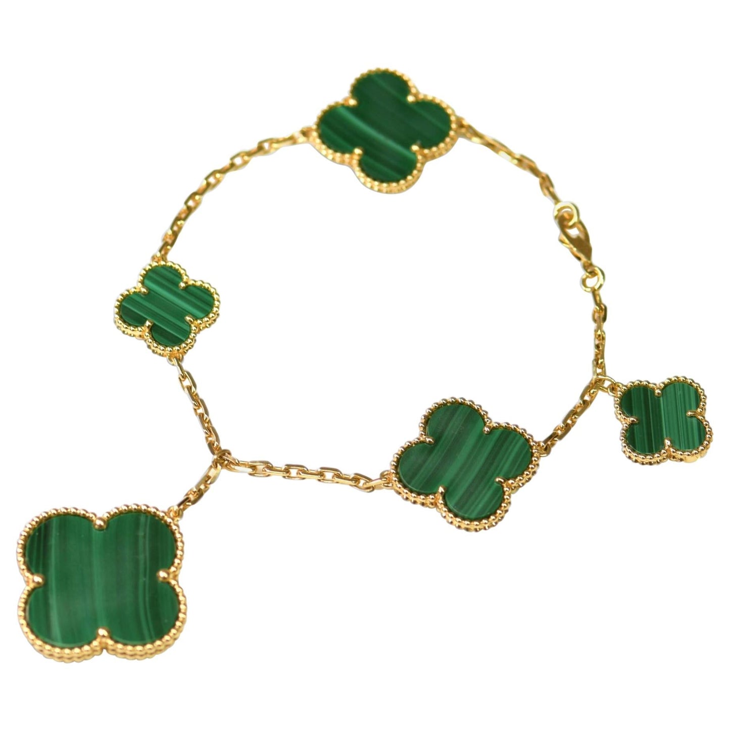 [Eterna Jewels]MAGIC CLOVER MALACHITE GOLD BRACELET 5 MOTIFS