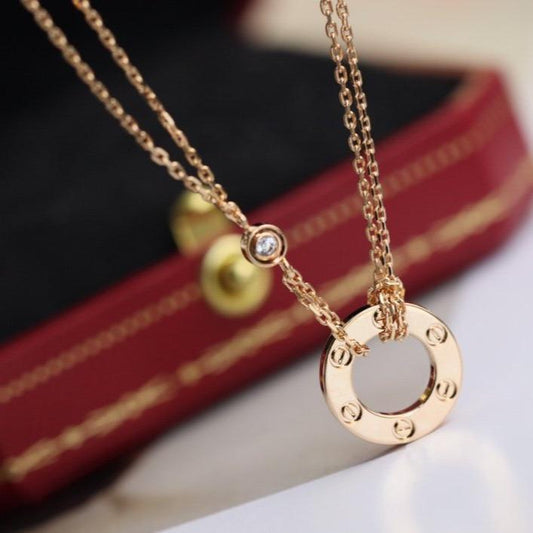 [Eterna Jewels]LOVE NECKLACE ADJUSTABLE ROSE GOLD 2 DIAMOND