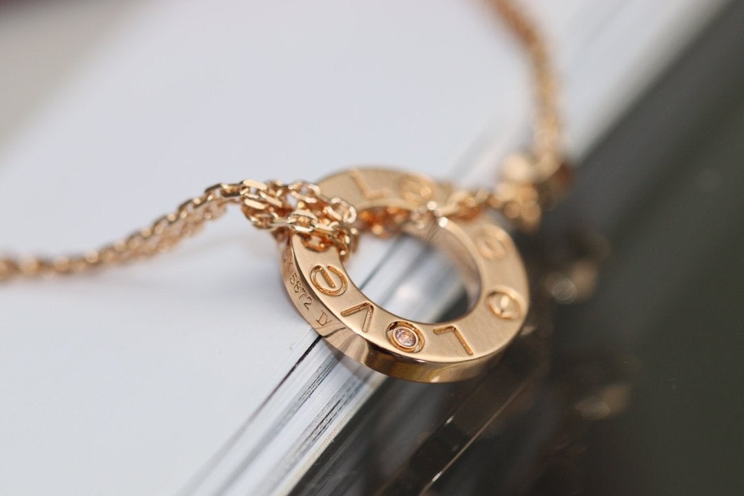 [Eterna Jewels]LOVE NECKLACE ADJUSTABLE ROSE GOLD 2 DIAMOND
