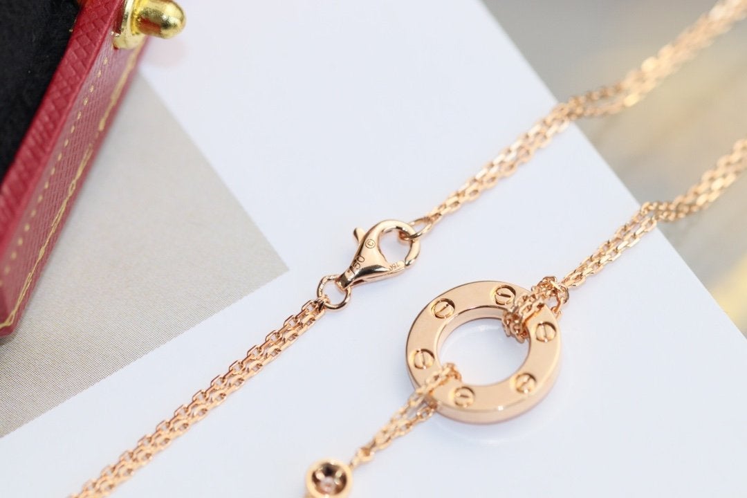 [Eterna Jewels]LOVE NECKLACE ADJUSTABLE ROSE GOLD 2 DIAMOND