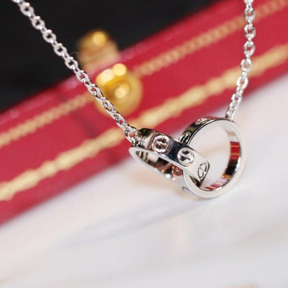 [Eterna Jewels]LOVE NECKLACE PINK GOLD AND SILVER