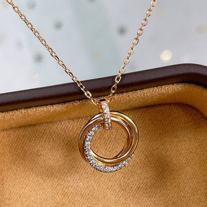 [Eterna Jewels]TRINITY NECKLACE SILVER GOLD PINK GOLD DIAMONDS