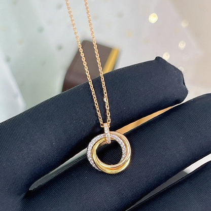 [Eterna Jewels]TRINITY NECKLACE SILVER GOLD PINK GOLD DIAMONDS