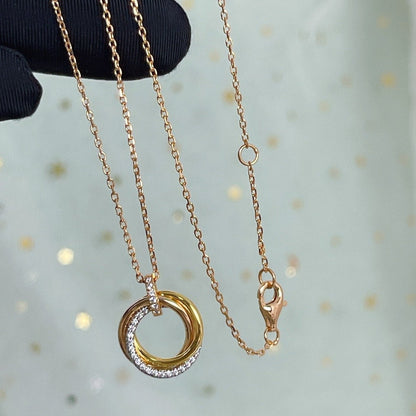 [Eterna Jewels]TRINITY NECKLACE SILVER GOLD PINK GOLD DIAMONDS