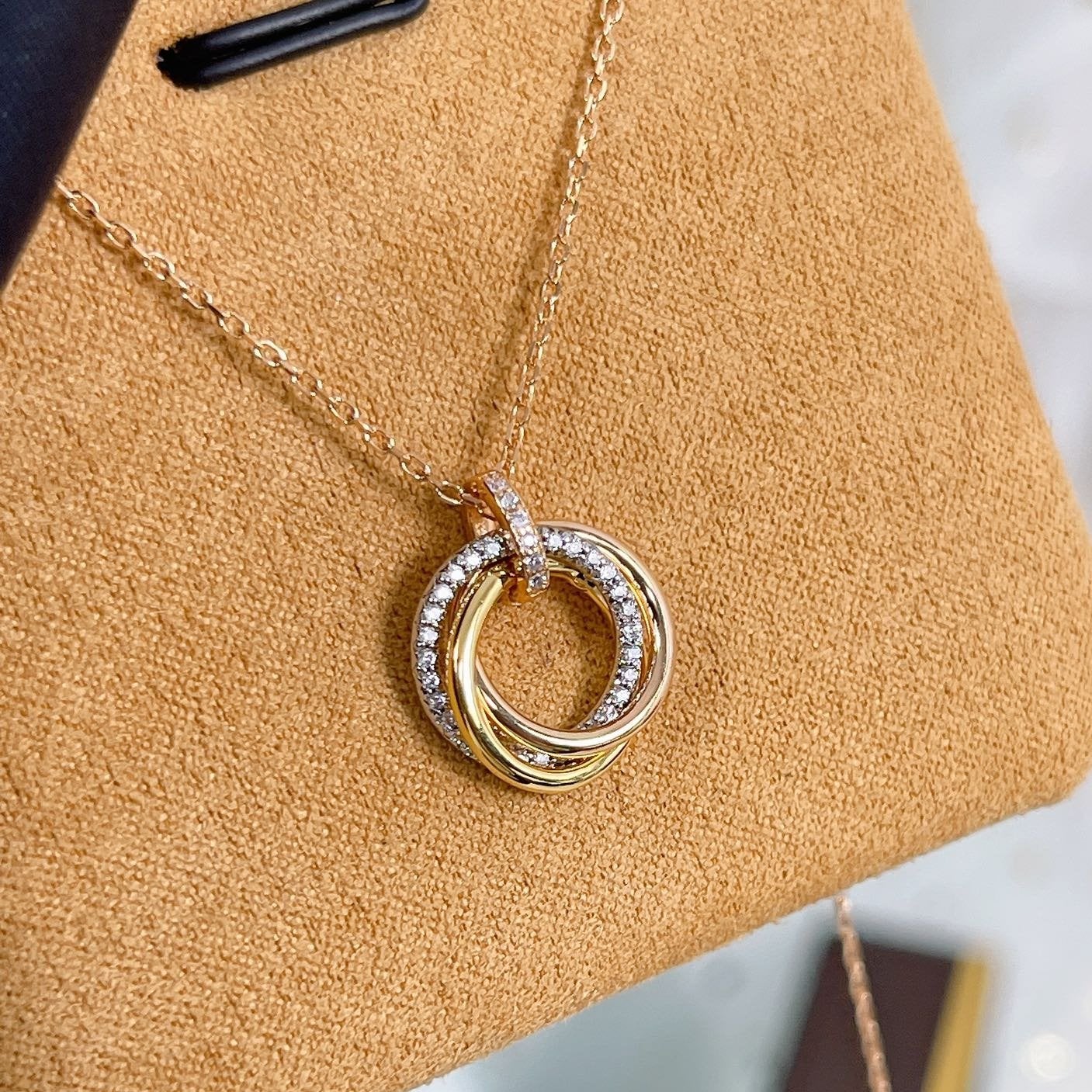 [Eterna Jewels]TRINITY NECKLACE SILVER GOLD PINK GOLD DIAMONDS