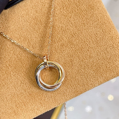 [Eterna Jewels]TRINITY NECKLACE SILVER GOLD PINK GOLD DIAMONDS