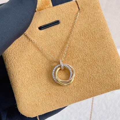 [Eterna Jewels]TRINITY NECKLACE SILVER GOLD PINK GOLD DIAMONDS