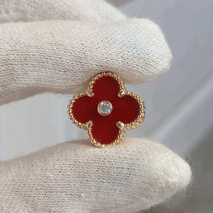 [Eterna Jewels]CLOVER MEDIUM 1 MOTIFS CARNELIAN  DIAMOND earrings