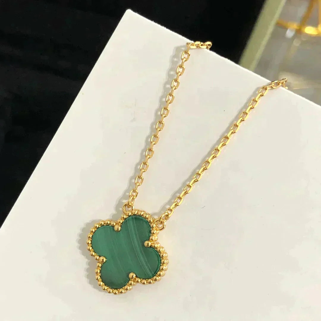 [Eterna Jewels]CLOVER 15MM MALACHITE SINGLE FLOWER  NECKLACE