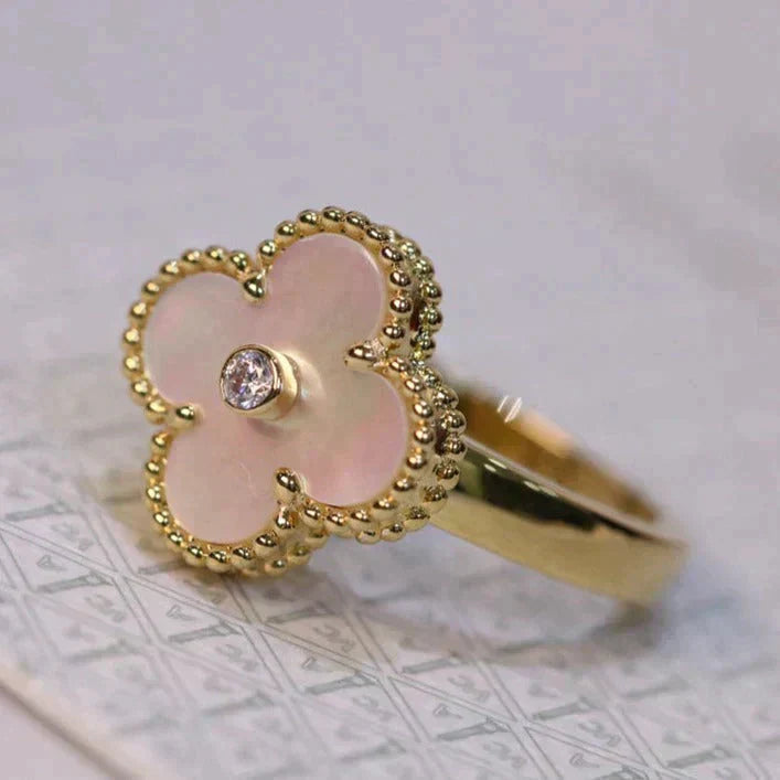 [Eterna Jewels]CLOVER PINK MOP RING GOLD DIAMOND
