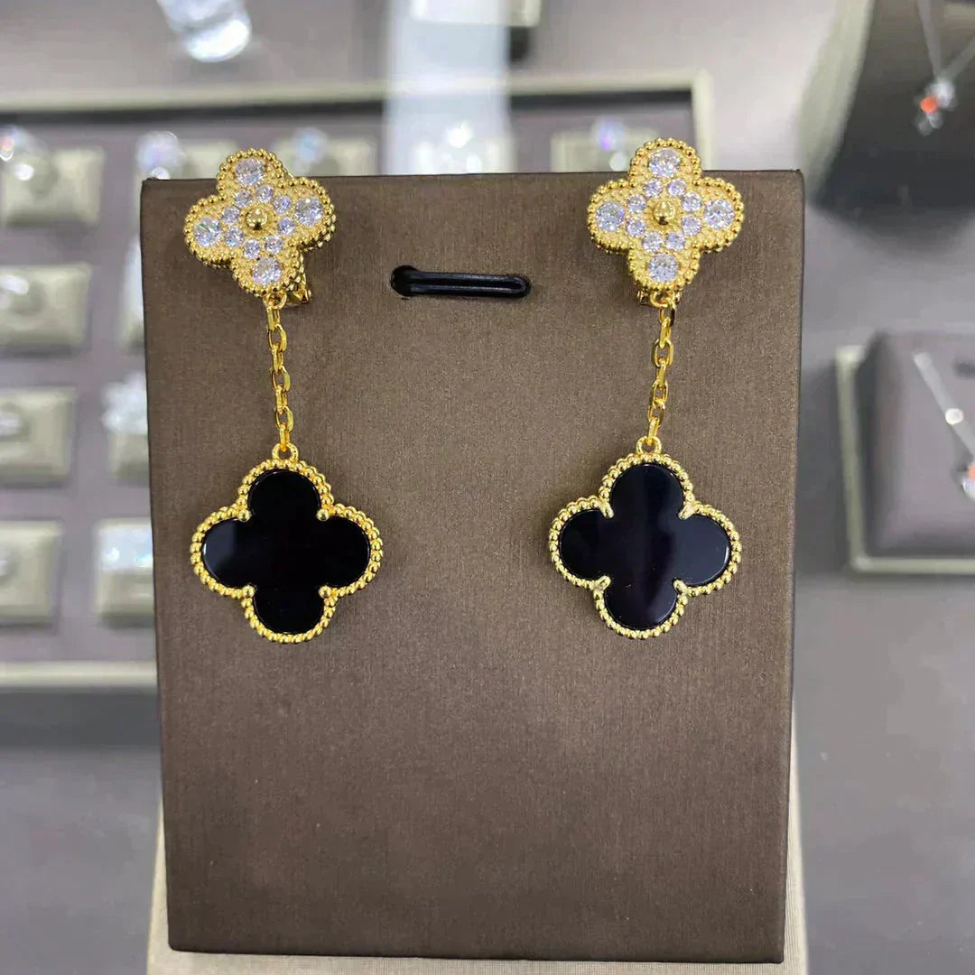 [Eterna Jewels]CLOVER  2 MOTIFS  DIAMOND  EARRINGS (MULTIPLE CHOICESç´