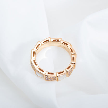 [Eterna Jewels]SERPENTI RING PINK GOLD MOP DIAMOND PAVED 4MM