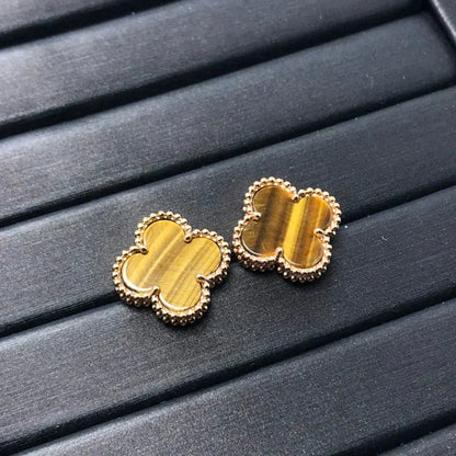 [Eterna Jewels]CLOVER MEDIUM 1 MOTIFS TIGER EYE EARRINGS