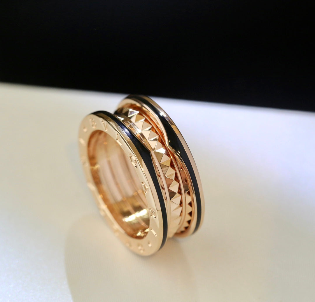 [Eterna Jewels]ZERO 1 PINK GOLD BLACK CERAMIC RING