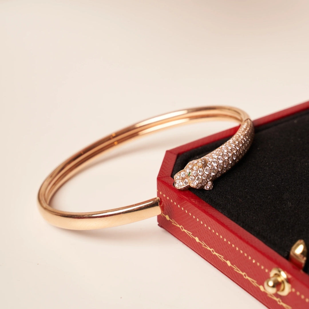 [Eterna Jewels]PANTHERE ROSE GOLD DIAMOND OPEN BRACELET