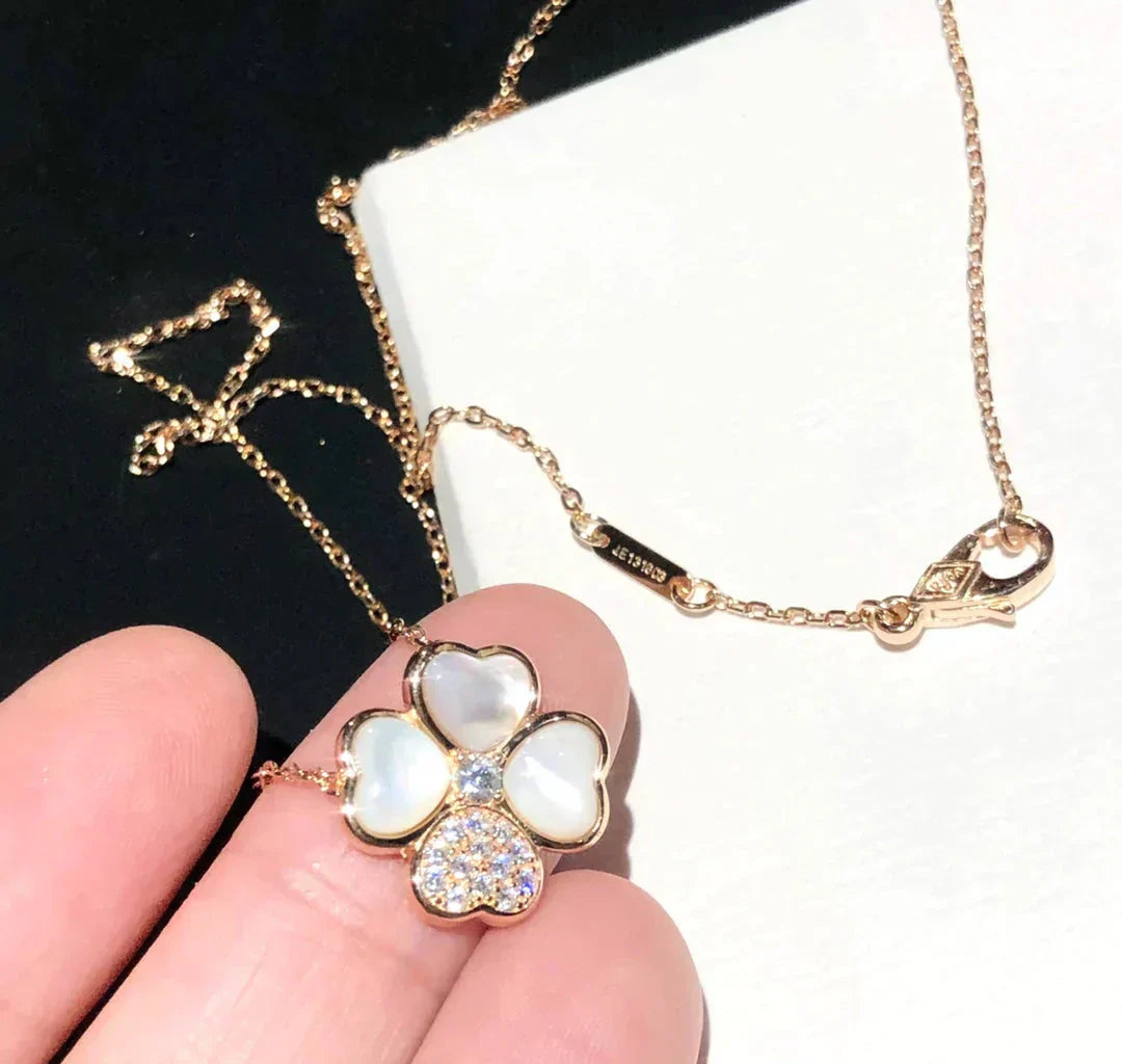 [Eterna Jewels]CLOVER MOP DIAMOND ROSE GOLD NECKLACE