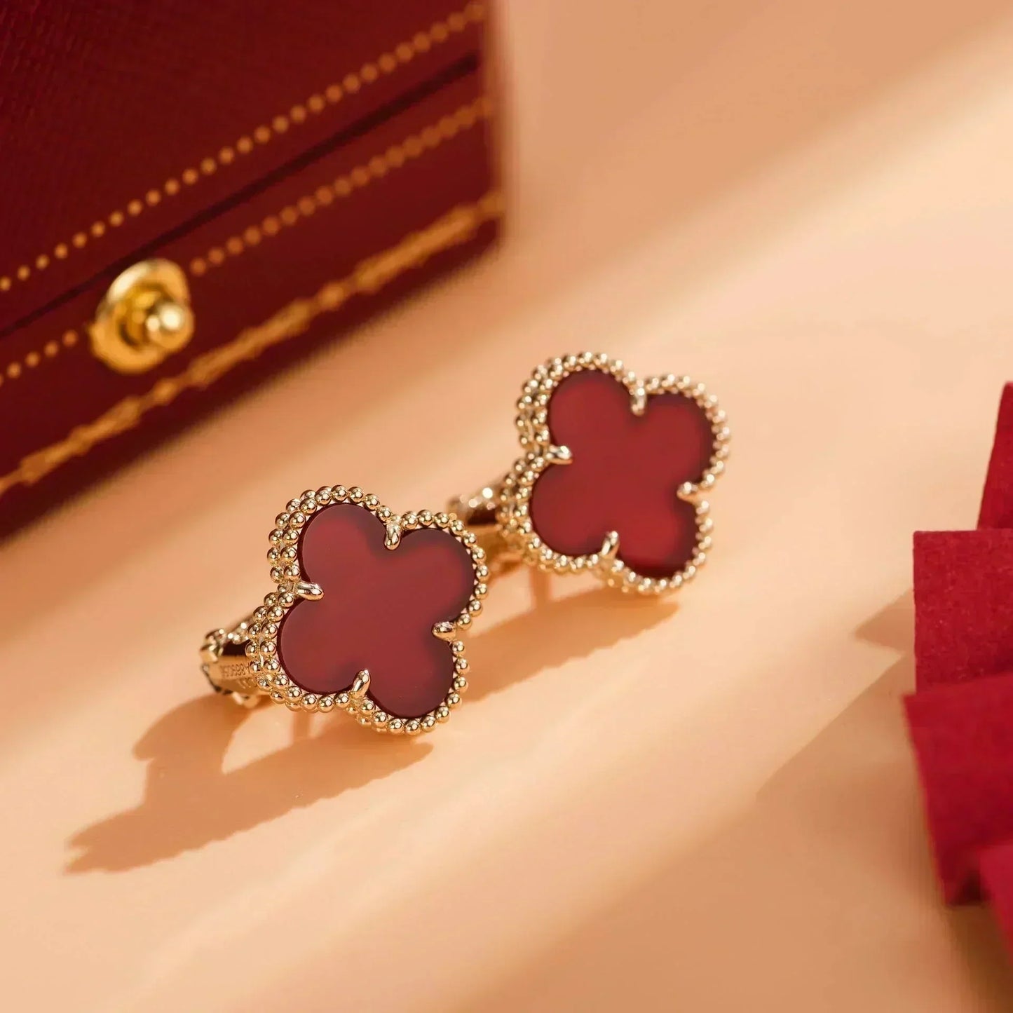 [Eterna Jewels]CLOVER MEDIUM 1 MOTIFS CARNELIAN  EARRINGS