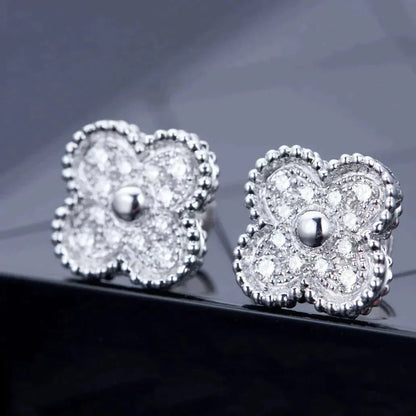 [Eterna Jewels]CLOVER 1 MOTIFS DIAMOND STUD EARRINGS SILVER