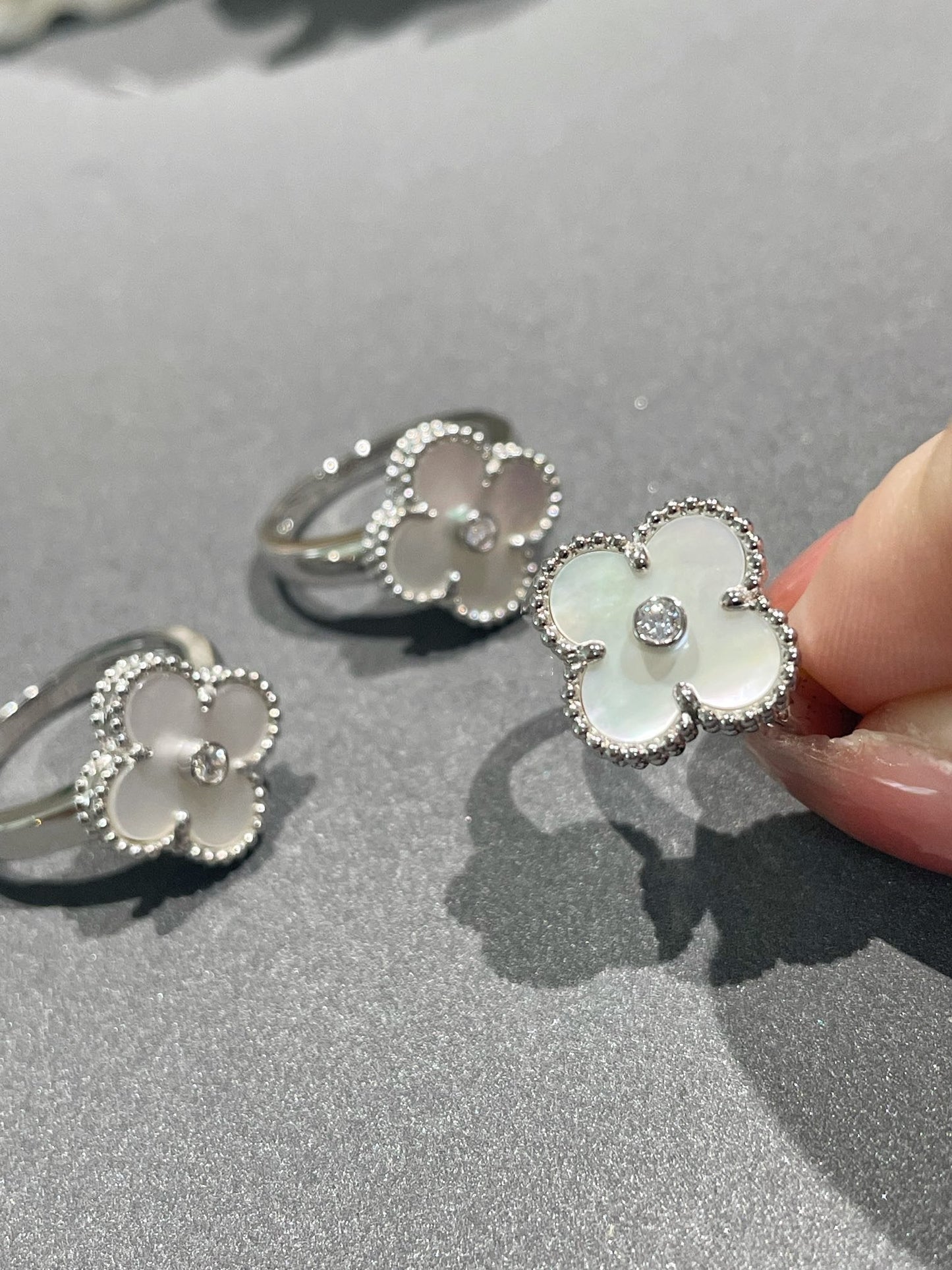 [Eterna Jewels]CLOVER SILVER MOP DIAMOND RING
