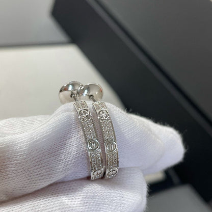 [Eterna Jewels]LOVE DIAMOND SILVER HOOP EARRINGS