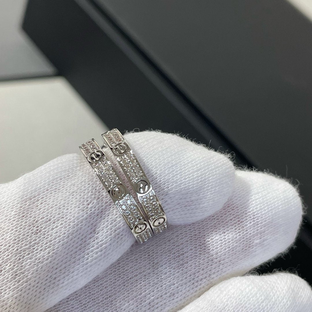 [Eterna Jewels]LOVE DIAMOND SILVER HOOP EARRINGS