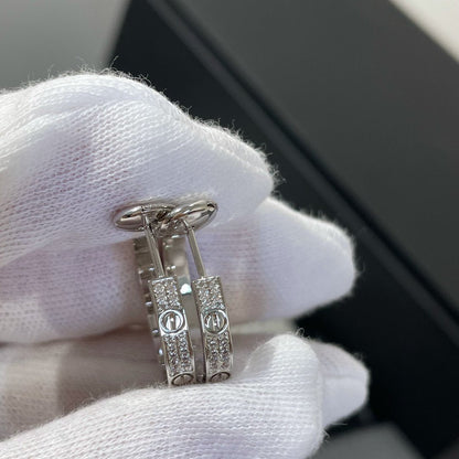 [Eterna Jewels]LOVE DIAMOND SILVER HOOP EARRINGS
