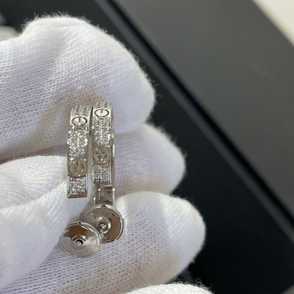 [Eterna Jewels]LOVE DIAMOND SILVER HOOP EARRINGS