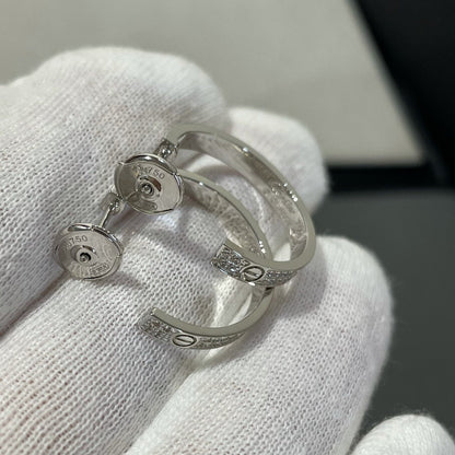 [Eterna Jewels]LOVE DIAMOND SILVER HOOP EARRINGS