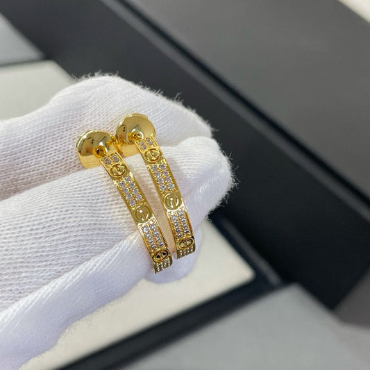 [Eterna Jewels]LOVE DIAMOND GOLD HOOP EARRINGS