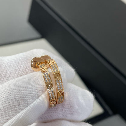 [Eterna Jewels]LOVE DIAMOND PINK GOLD HOOP EARRINGS