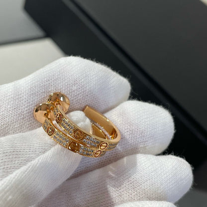 [Eterna Jewels]LOVE DIAMOND PINK GOLD HOOP EARRINGS