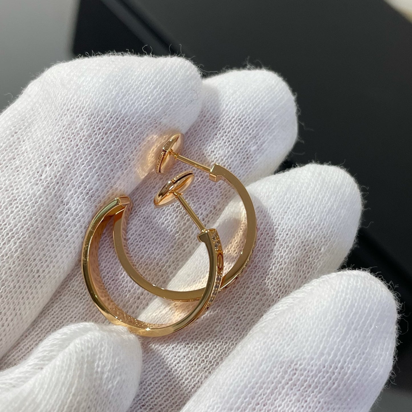 [Eterna Jewels]LOVE DIAMOND PINK GOLD HOOP EARRINGS