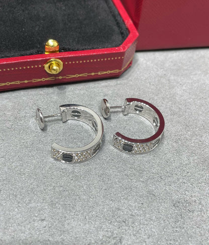 [Eterna Jewels]LOVE CERAMIC DIAMOND PAVED SILVER EARRINGS