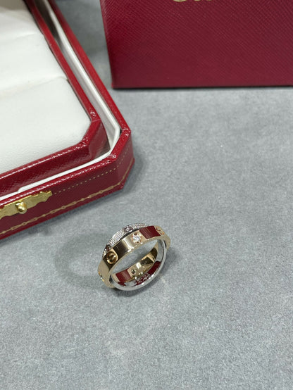[Eterna Jewels]LOVE PINK GOLD SILVER DIAMOND DOUBLE RING