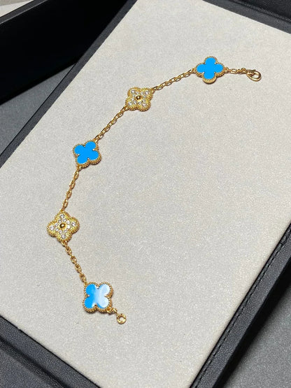 [Eterna Jewels] CLOVER 5 MOTIF BLUE AGATE BRACELET COLLECTION