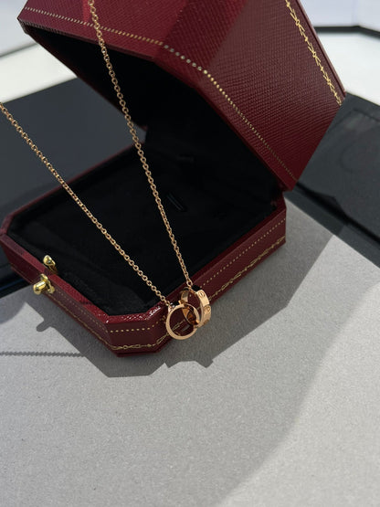 [Eterna Jewels]LOVE NECKLACE DOUBLE RING PINK GOLD