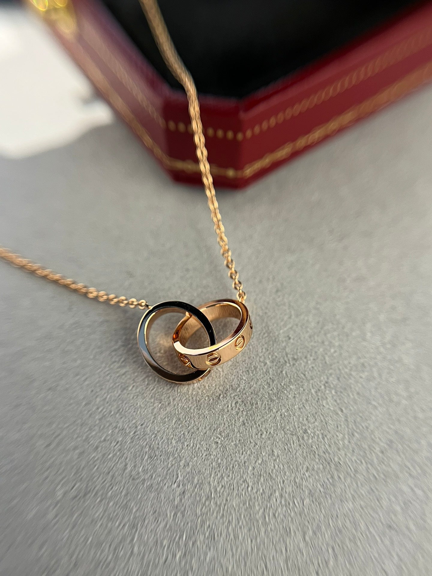 [Eterna Jewels]LOVE NECKLACE DOUBLE RING PINK GOLD