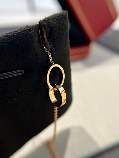[Eterna Jewels]LOVE NECKLACE DOUBLE RING PINK GOLD