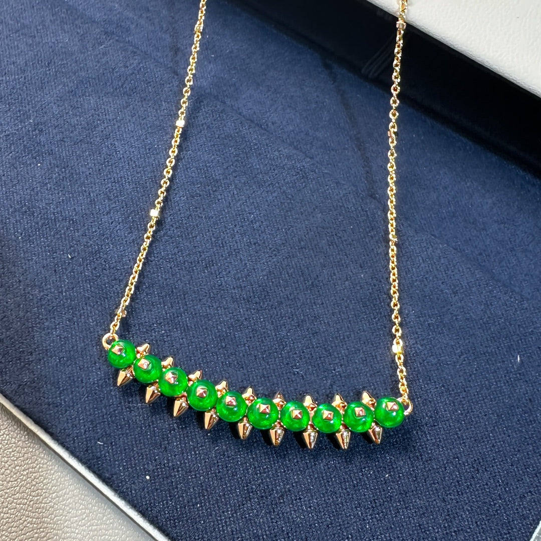 [Eterna Jewels]New Arrival: Green Bead Rivet Necklace
