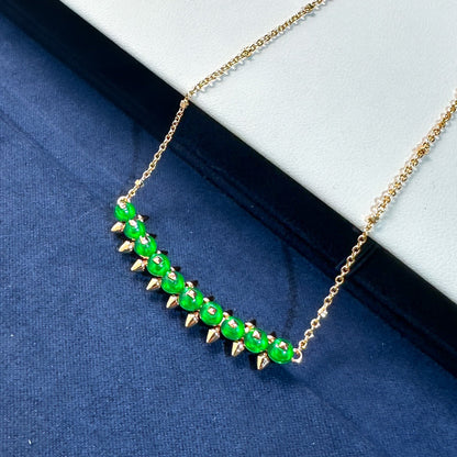[Eterna Jewels]New Arrival: Green Bead Rivet Necklace