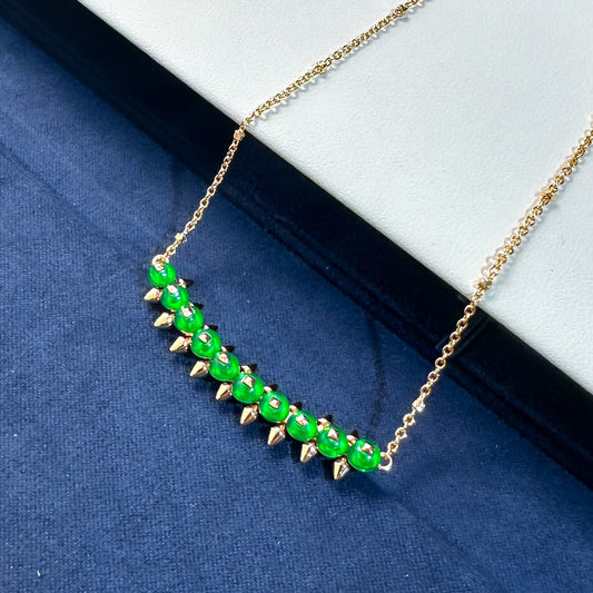 [Eterna Jewels]New Arrival: Green Bead Rivet Necklace