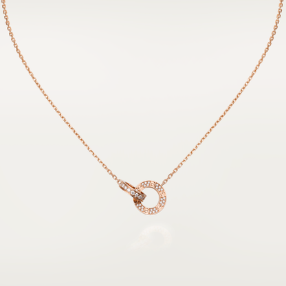 [Eterna Jewels]LOVE 7.6MM NECKLACE ROSE GOLD AND SILVER  FULL DIAMOND