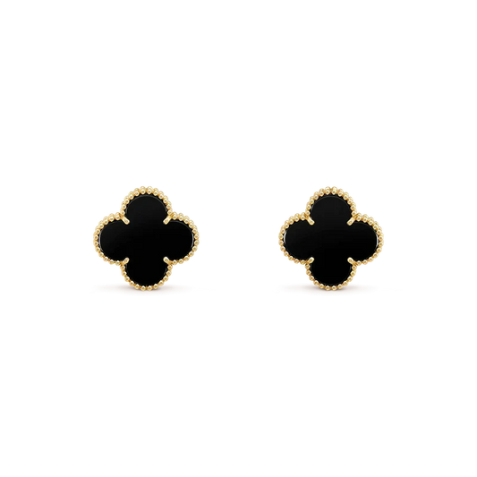[Eterna Jewels]CLOVER MEDIUM 1 MOTIFS  ONYX STUD EARRINGS