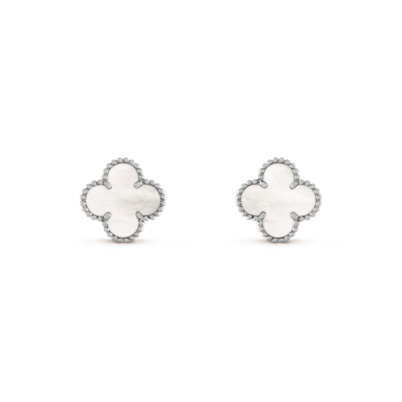 [Eterna Jewels]CLOVER MEDIUM 1 MOTIFS  WHITE MOP EARRINGS SILVER