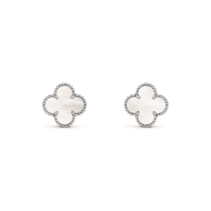 [Eterna Jewels]CLOVER MEDIUM 1 MOTIFS  WHITE MOP EARRINGS SILVER