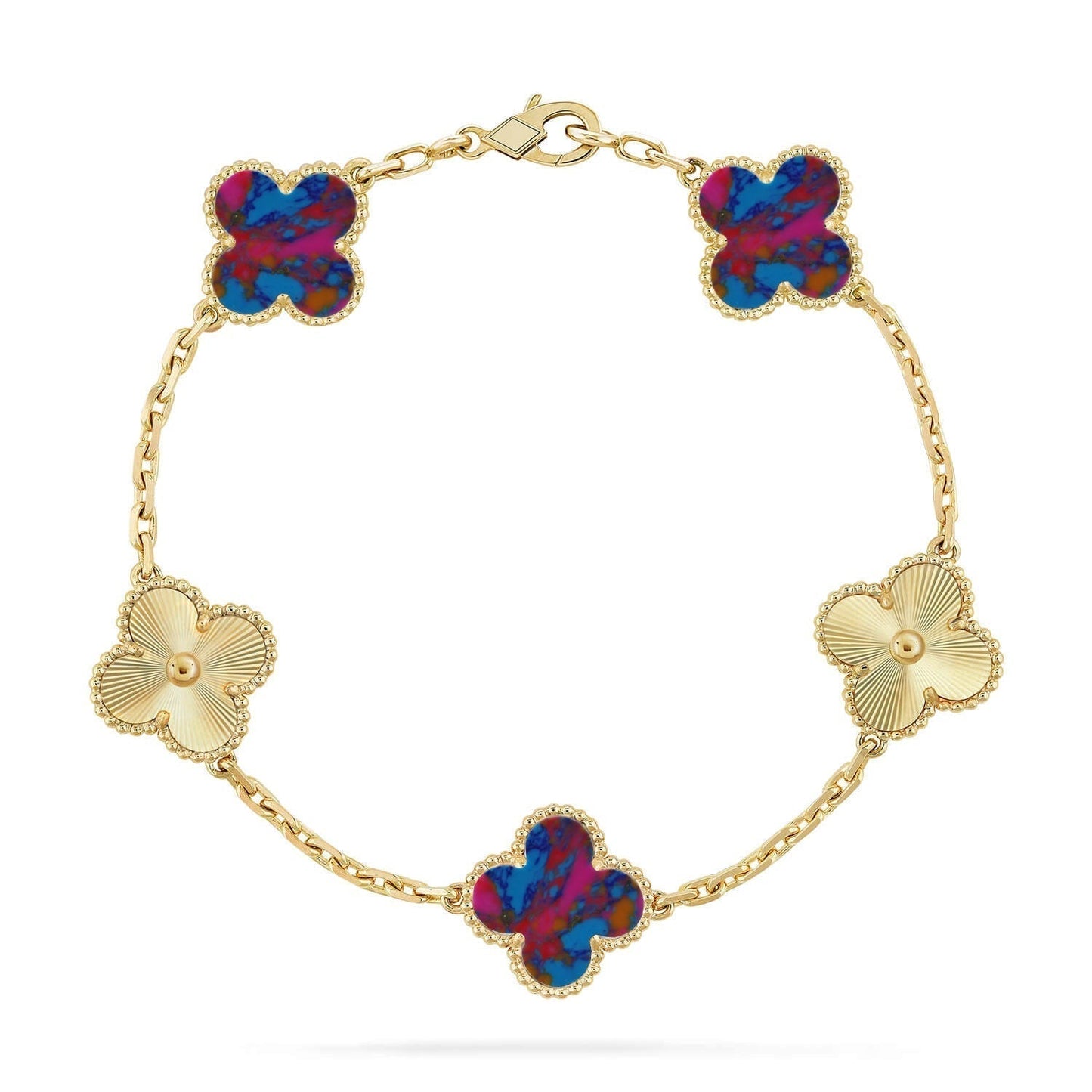 [Eterna Jewels]CLOVER 5 MOTIF COLOR GEMSTONES BRACELET COLLECTION