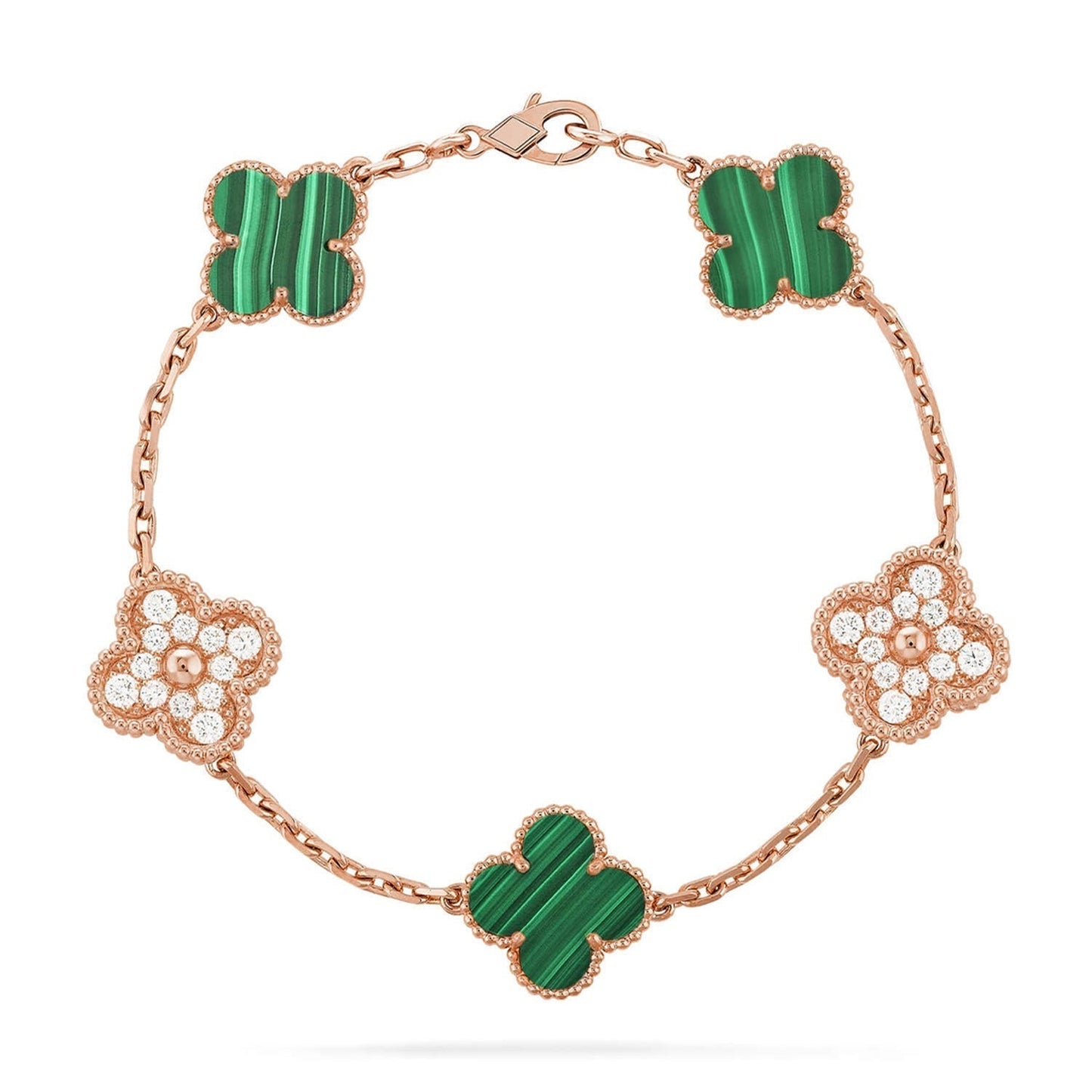 [Eterna Jewels] CLOVER 5 MOTIF MALACHITE BRACELET COLLECTION