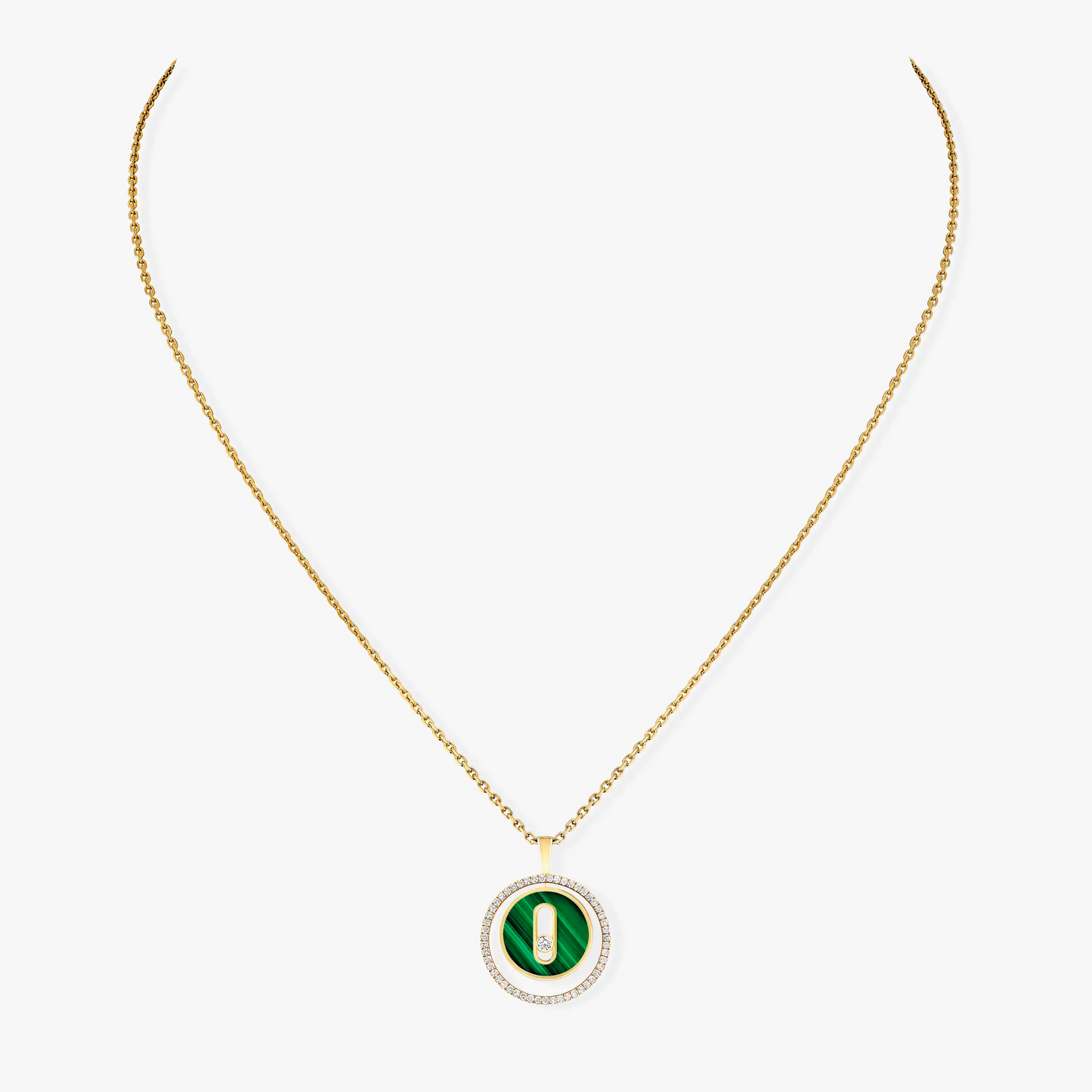 [Eterna Jewels]LUCKY MOVE 1 DIAMOND MALACHITE GOLD DIAMOND NECKLACE