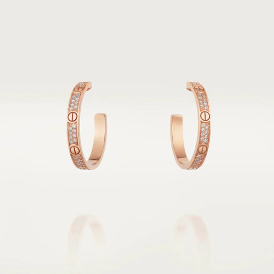 [Eterna Jewels]LOVE DIAMOND PINK GOLD HOOP EARRINGS