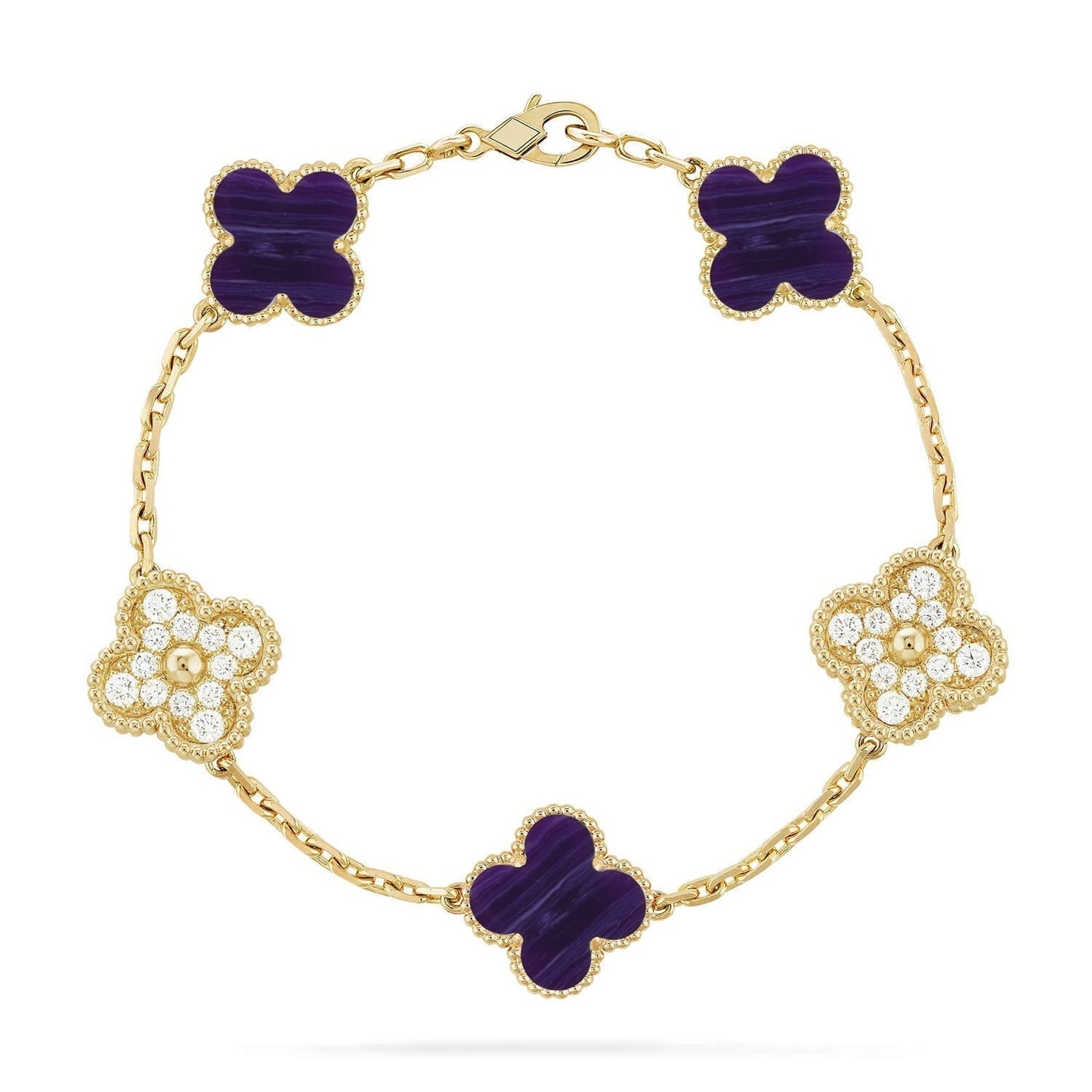 [Eterna Jewels]CLOVER 5 MOTIF PURPLE STRIPES BRACELET COLLECTION